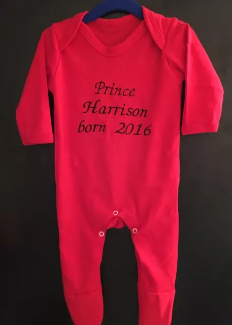 Personalised Name Baby Grow,Bodysuit, Outfit Prince Born Christmas Newborn Gift