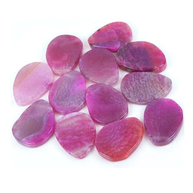 6 Spider Pink AGATE Teardrop Focal Pendant Beads 35-39mm 2