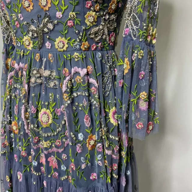 Needle & Thread Dragonfly Garden Gown US 0 Purple Blue Embellished Dress 3