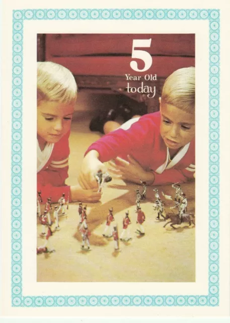 5th Happy Birthday Boys Vintage Greeting Card 5 Years Old Toy Soldiers Fifth