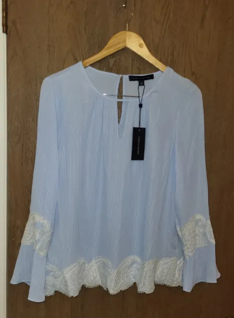 Tommy Hilfiger Womens Blue White Stripes Embroidered Shirt Size Medium