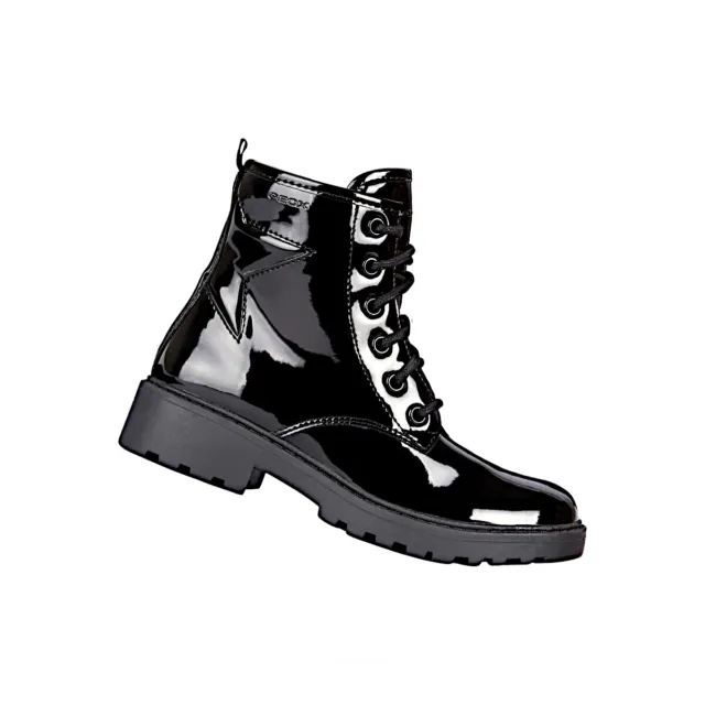 Geox Chaussures pour Femmes Bottines Rangers Militaire en Cuir Brillant Bottes 3