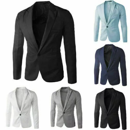 Mens Business Formal Blazer Dress Suit Coat Jacket Casual One Button Outwear AU 2