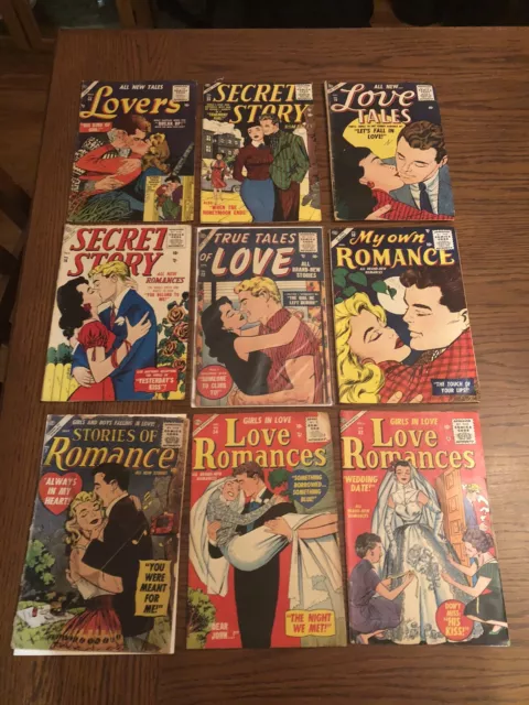 Lot Of 9  Atlas Pre Marvel Romance Comics 1955 1956 Secret Love Story Low Grade