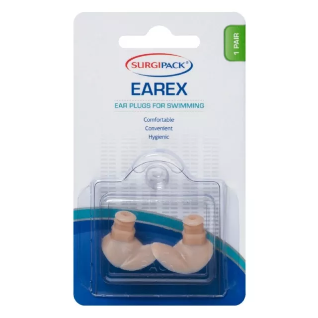 Surgipack Earex Ear Plugs for Swimming 1 Pair Comfortable Hygienic 6248