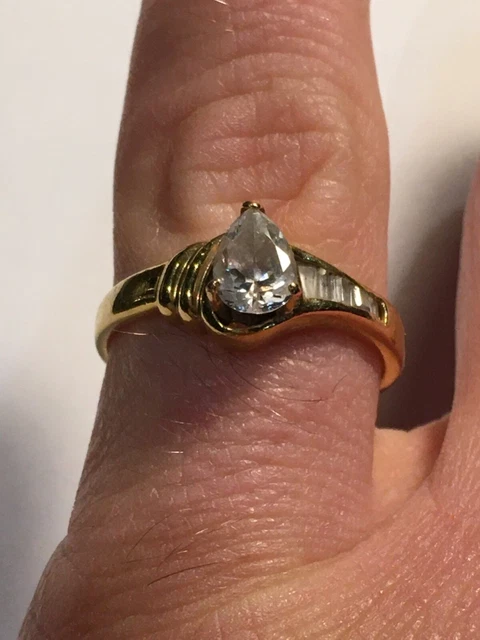 Bague Fantaisie Plaqué Or Avec Pierre Centrale - Taille 57 - Occasion
