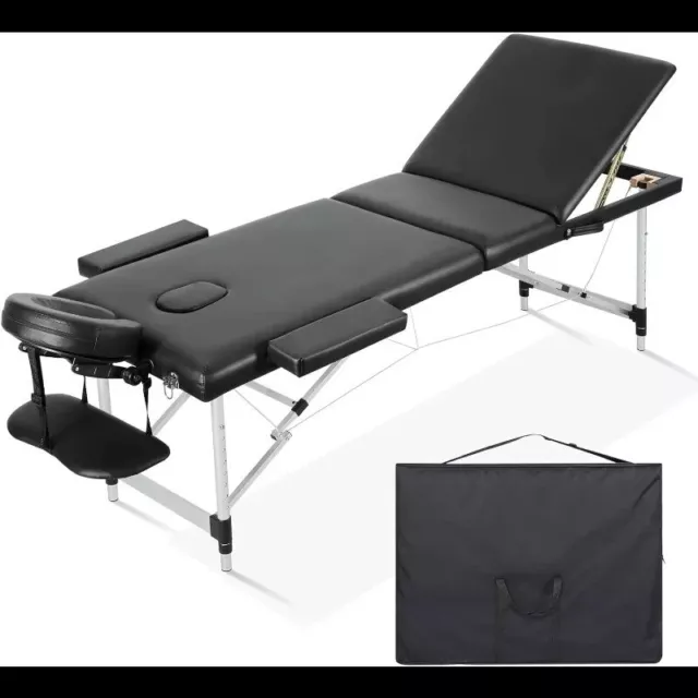 Meilleure Table de Massage Pliante Portable 3 Zones Aluminium Solide Housse Noir