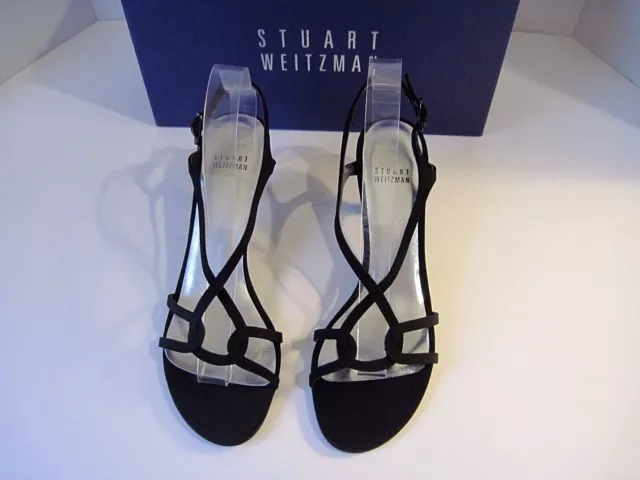 Stuart Weitzman Bridal & Evening Collection Reversal  Black Peau Heels 7.5 2 A