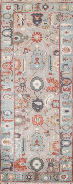 Alfombra de corredor oriental Oushak floral claro de 8 pies 3x8 alfombra de lana hecha a mano