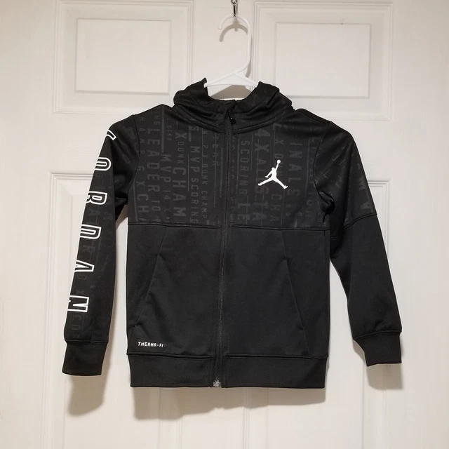 Air Jordan Jumpman Hoodie Jacket Boys Size Small Black Therma Fit Full Zip
