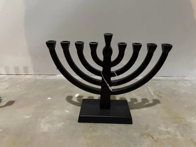 Black Classic Hanukkah Menorah Jewish Candle Holder