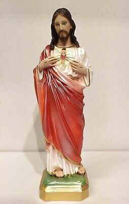 Statue De Gesù ’ Sacré Coeur CM 30 IN Marbre Résine Décoration Pearl