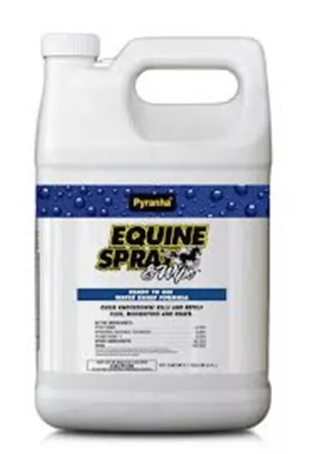 PYRANHA Spray N Wipe Equine Horse Fly Spray Repels Kills Flies Water Base Gal.