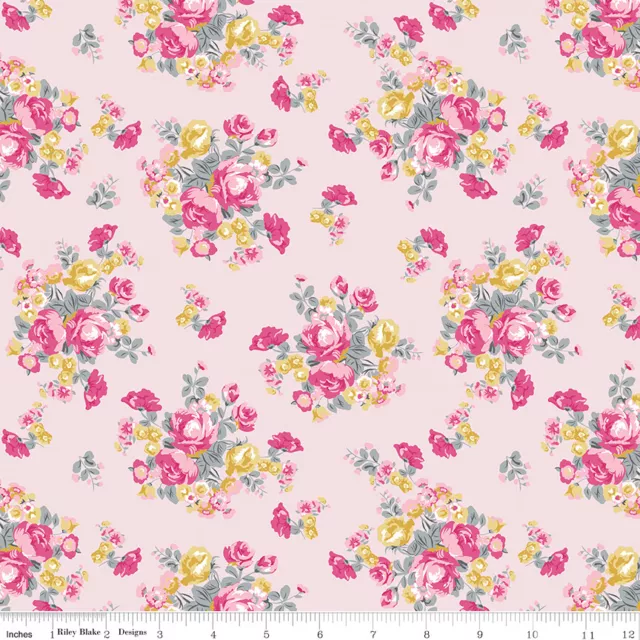 Quilting Pink Flowers Riley Blake Chloe & Friends Fabric Fat Quarter 100% Cotton