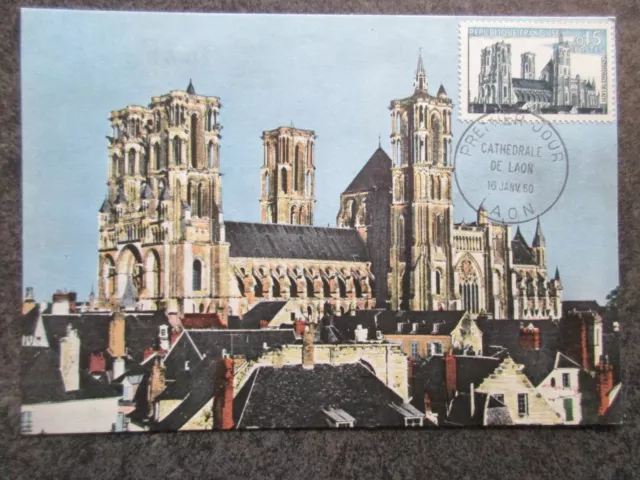 FRANCE carte CM FDC 1er jour LAON en 1960 lot KI48