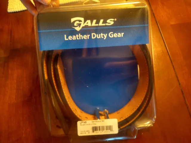 Galls Leather Duty Gear LP145 Basket Weave Belt Black Size 46 Silver Buckle