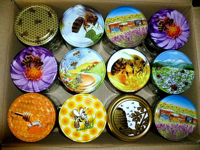 40x Deckel TO82 m. verschiedenen Motiven 👍für 500g Honiggläser,Gläserdeckel,👍