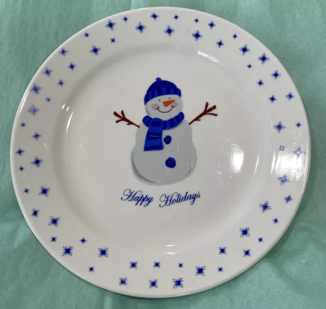 Pacific Island Creations Co. 8" Snowman "Happy Holidays" Dessert Plate