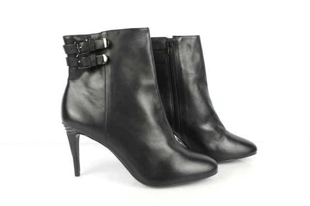Bottes à Talons Eram En Cuir Lisse Noir - Taille 37, état Neuf (aucune Trace), Talon +7 Cm, Modèle Street