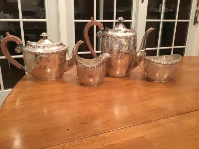 Birks Regency 4 pc Silverplate Tea Set w/ Coffee & Tea Pots, Sugar & creamer