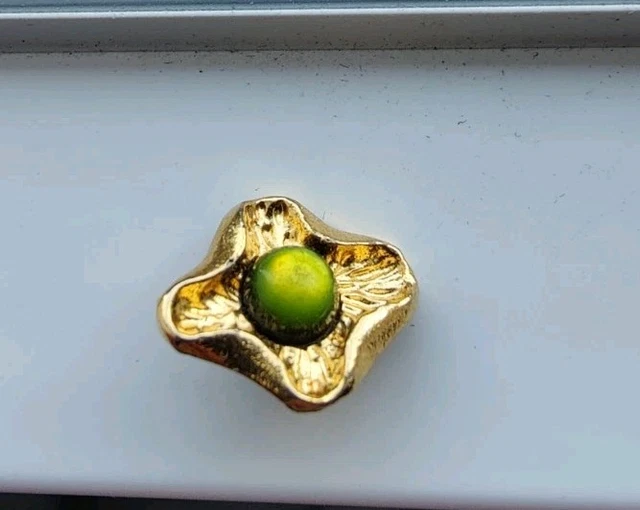 Bouton Ancien Haute Couture - Passementerie Jaune - Occasion - Mercerie Vintage
