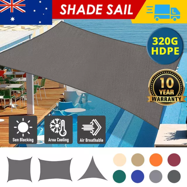 Sun Shade Sail Waterproof 98% UV Block 320 GSM Rectangle Extra Heavy Duty Shade