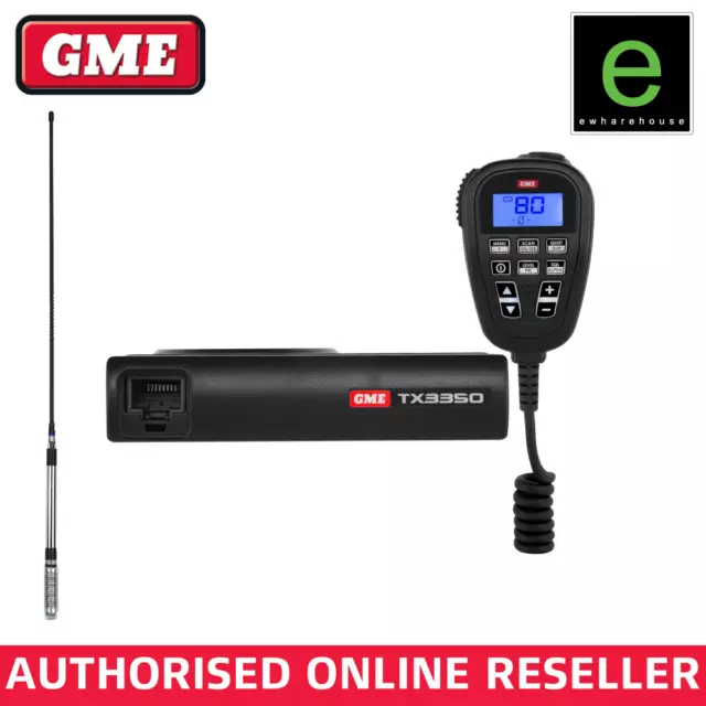 GME TX3350 80 CHANNEL UHF CB TWO WAY RADIO with GME AE4018K2 ANTENNA