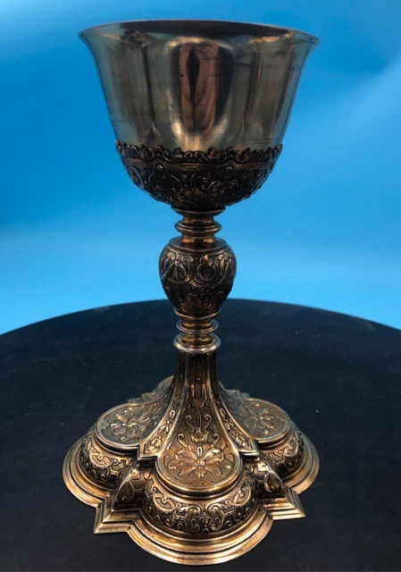 CATHOLIC CHURCH Gothic Sterling Chalice  Cup Silver 4 TABERNACLE