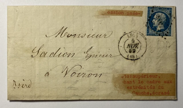 ANCIENNE LETTRE DE France Avec Timbre Napol on 3 Vari t 1859 EUR 5 ancienne-lettre-de-france-avec-timbre-napol-on-3-vari-t-1859-eur-5