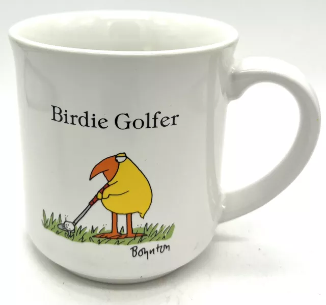 Vintage Sandra Boynton Golfer Mug Birdie Golfer White Coffee Mug 12 Oz