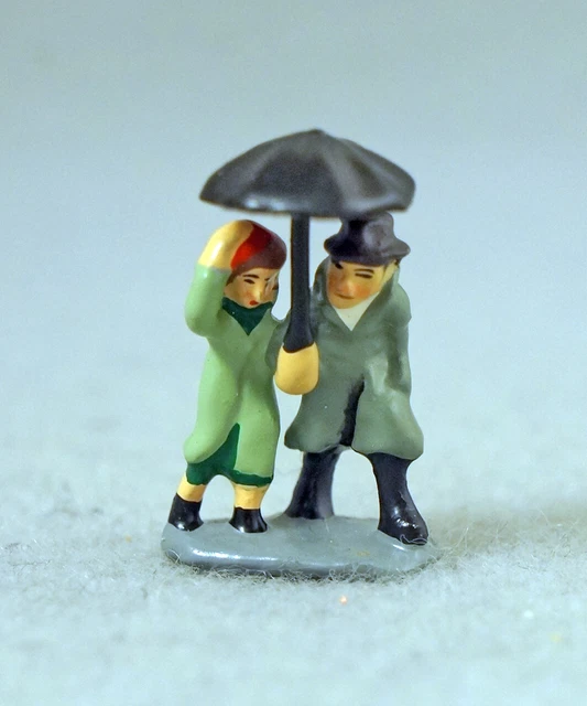J Carlton by Gault French Miniature Figurine Couple Man & Woman with Umbrella