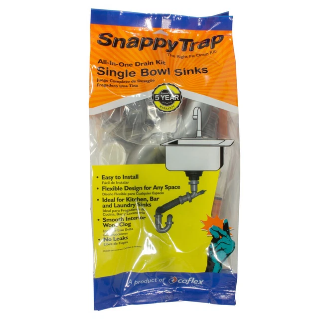 Snappy Trap DK-100-AH PVC Silver Single All-In-One Sink Drain Kit 1-1/2 Dia. in.