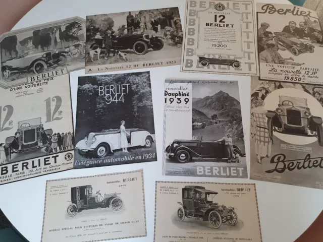 COLLECTION de 18 publicités BERLIET  originales des années 1900 à 1930