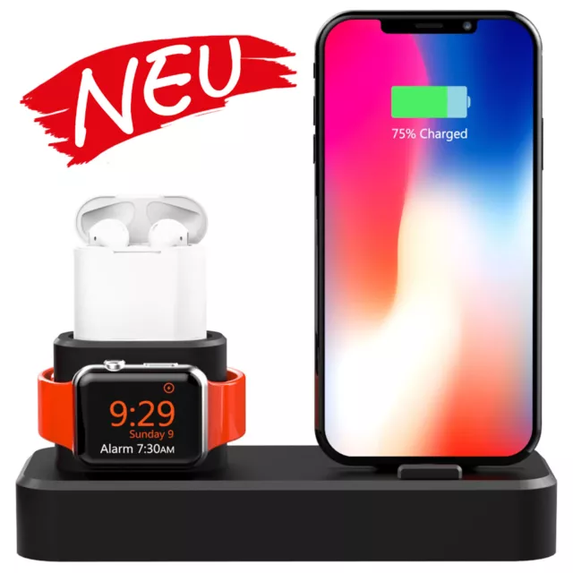 3 IN 1 Stazione di Ricarica per IPHONE iWatch per Airpods Caricabatteria Nero