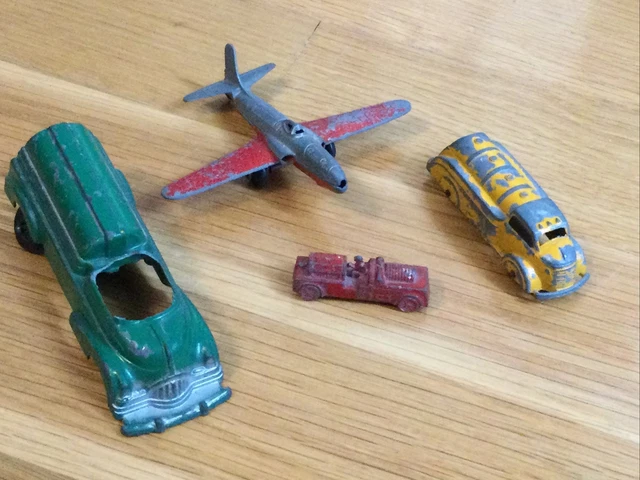 Vintage Metal Toys Lot TootsieToy Shooting Star Airplane Manoil Green Truck CFD