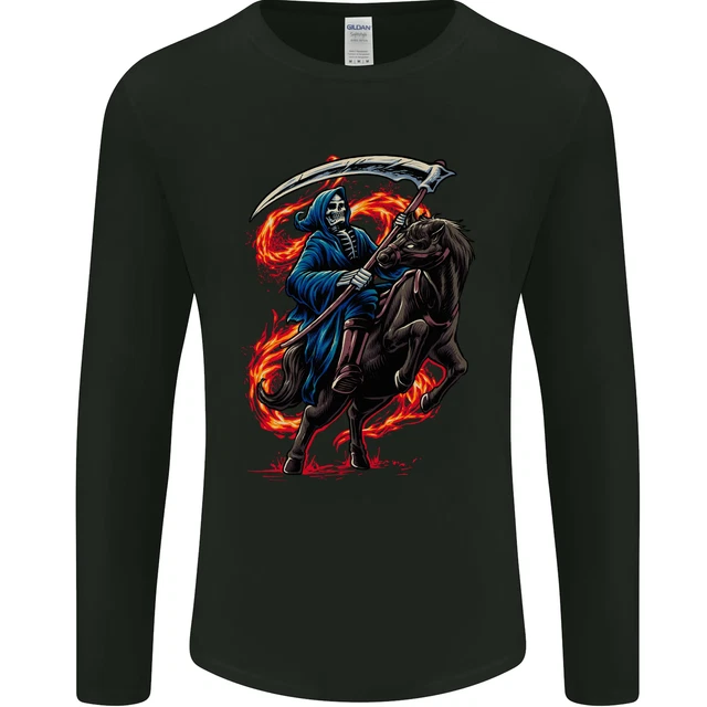 T-shirt Manches Longues Homme - Motif Tête De Mort - Coupe Eurofit - Tissu Doux 135 G/m² - Taille S à XXL - 10