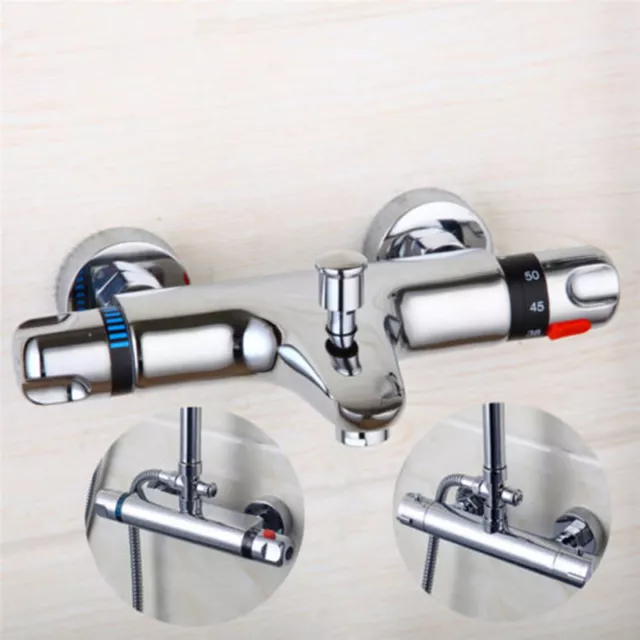 Chrome Brass Thermostatic Mixer Tap Shower Faucet Control Valve Wall Bathroom
