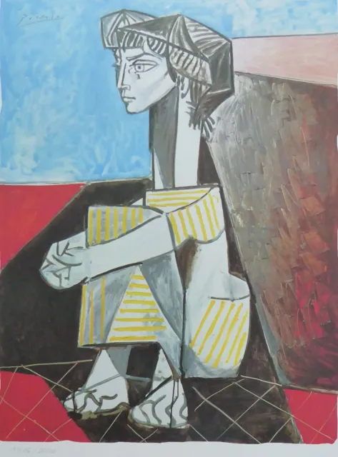 Pablo Picasso "Jacqueline" Placa Firmado Mano Numerados Litografía Gouache