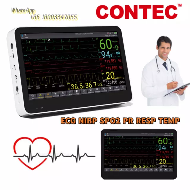 CONTEC CMS8500 Moniteur patient ICU Moniteur de signes vitaux ECG NIBP SPO2...