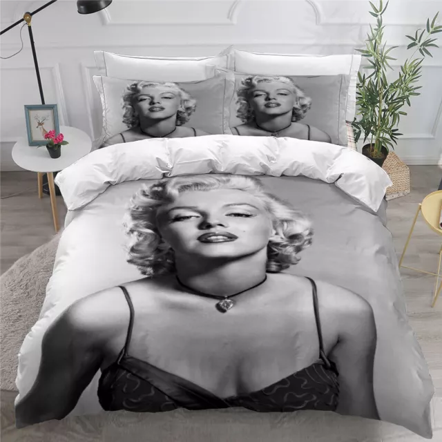 Marilyn Monroe 3D Duvet Cover Pillowcase Single Double Queen Bedding Set Gift 3