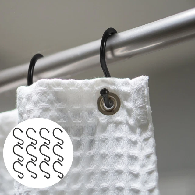 Anelli per tenda da doccia in nichel, antiruggine, ganci per tenda da doccia per bagno, ganci decorativi per tenda da doccia, set di 12 ganci a forma di D