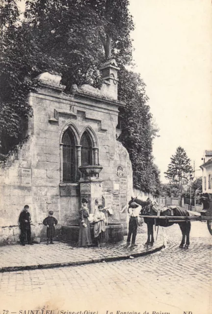 Carte postale ancienne SAINT-LEU la fontaine de boissy attelage