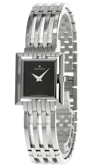 NUOVO OROLOGIO DA DONNA MOVADO Esperanza 23MM Quarzo Acciaio S-Quadrante Nero 0605346