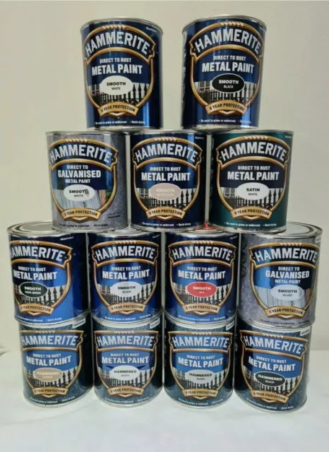 HAMMERITE Direct To Rust Metal Paint 750ml | All Colours Hammered Smooth & Satin