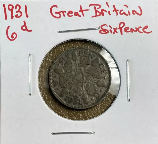 1931 Great Britain 🇬🇧 6 Pence Silver Sixpence
