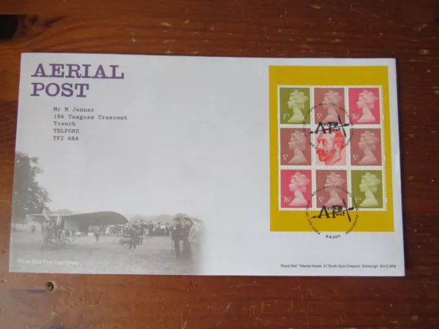 Gb (5-1965) 2011 Aerial Post Pane  Fdc With Bureau  Sp/Hand/Stamp