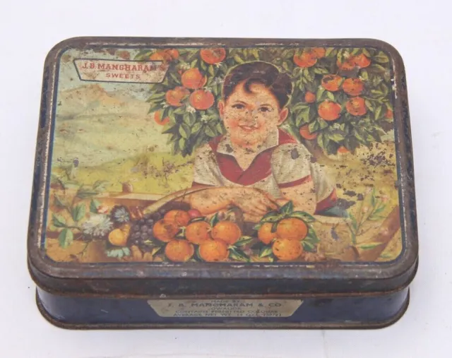 Vecchia scatola di dolci vintage bellissima - JB Mangharam & Company Adv....