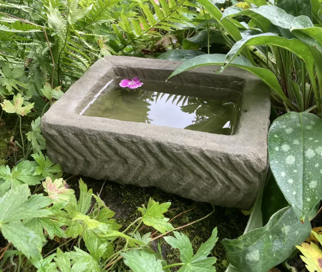 Stone Garden Old Style Rectangular Rockery Bird Bath Mini Pond Trough Bowl