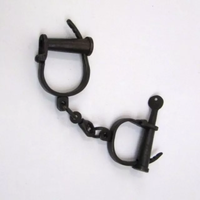 Metal Hand cuffs ~ Iron shackles ~ Hand cuff with chain 12"L ~ Old world Antique