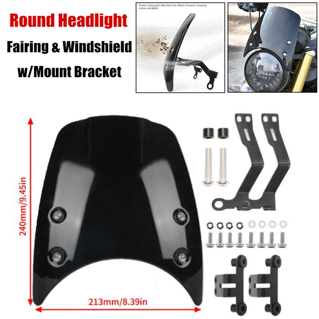 Universal Motorcycle Headlight Fairing Windshield Windscreen w/ Mount Bracket×1